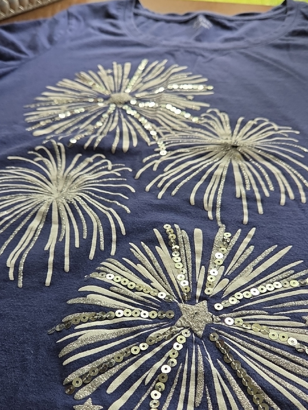 Fire Works Sparkly Falls Creek Navy ☆ Sz LG Womens Tee